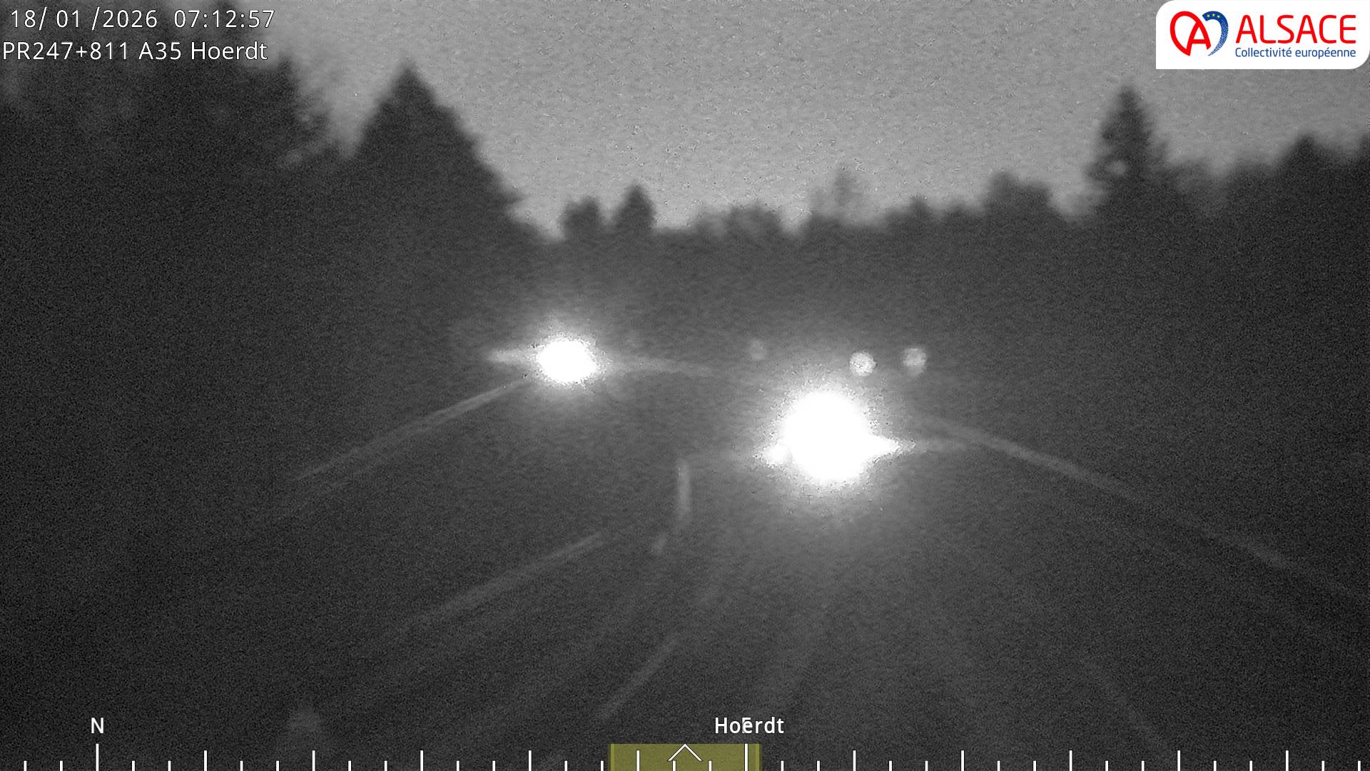 Caméra autoroute France - jonction A35/A4, Hoerdt direction Strasbourg