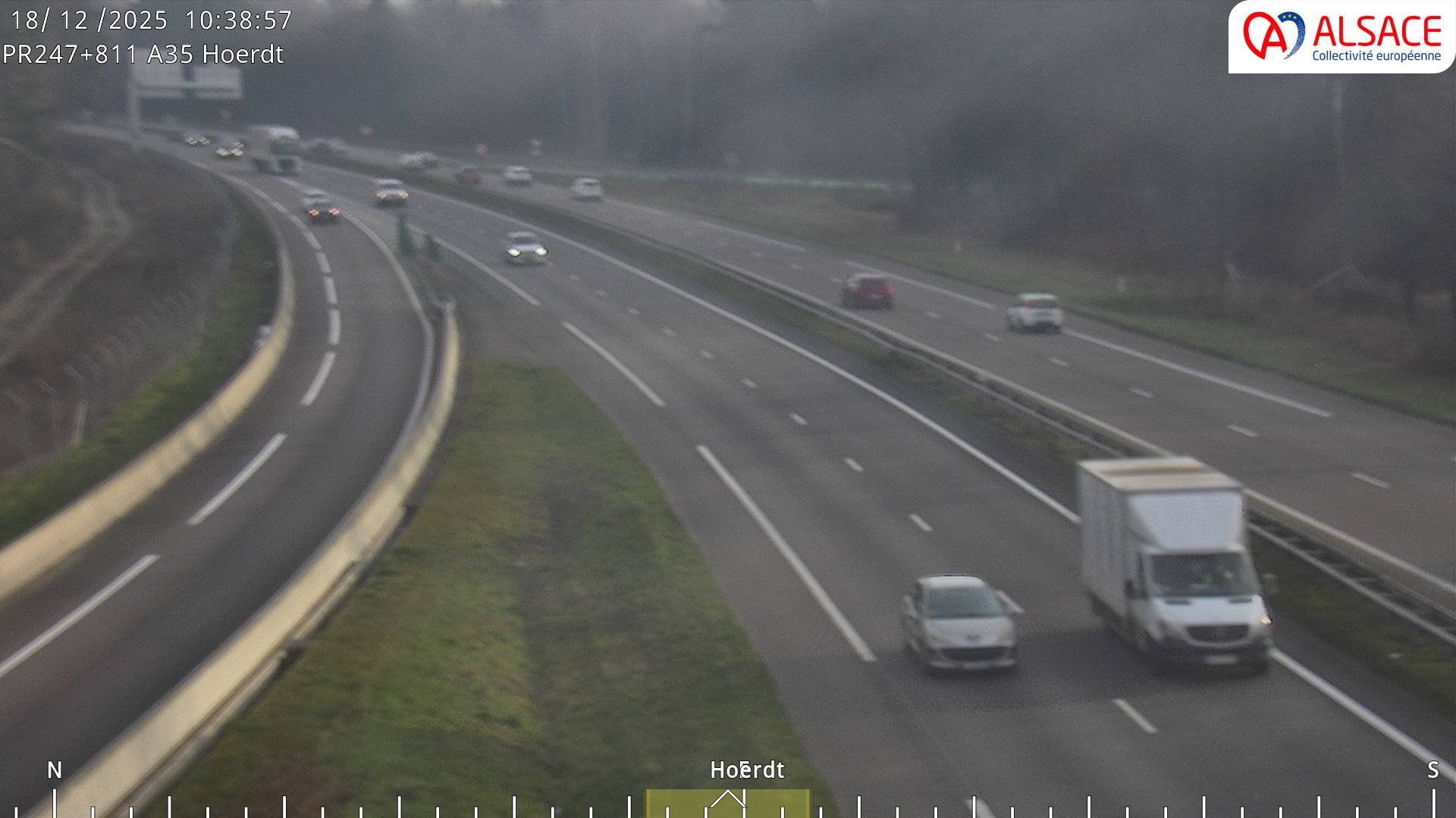 Caméra autoroute France - jonction A35/A4, Hoerdt direction Strasbourg