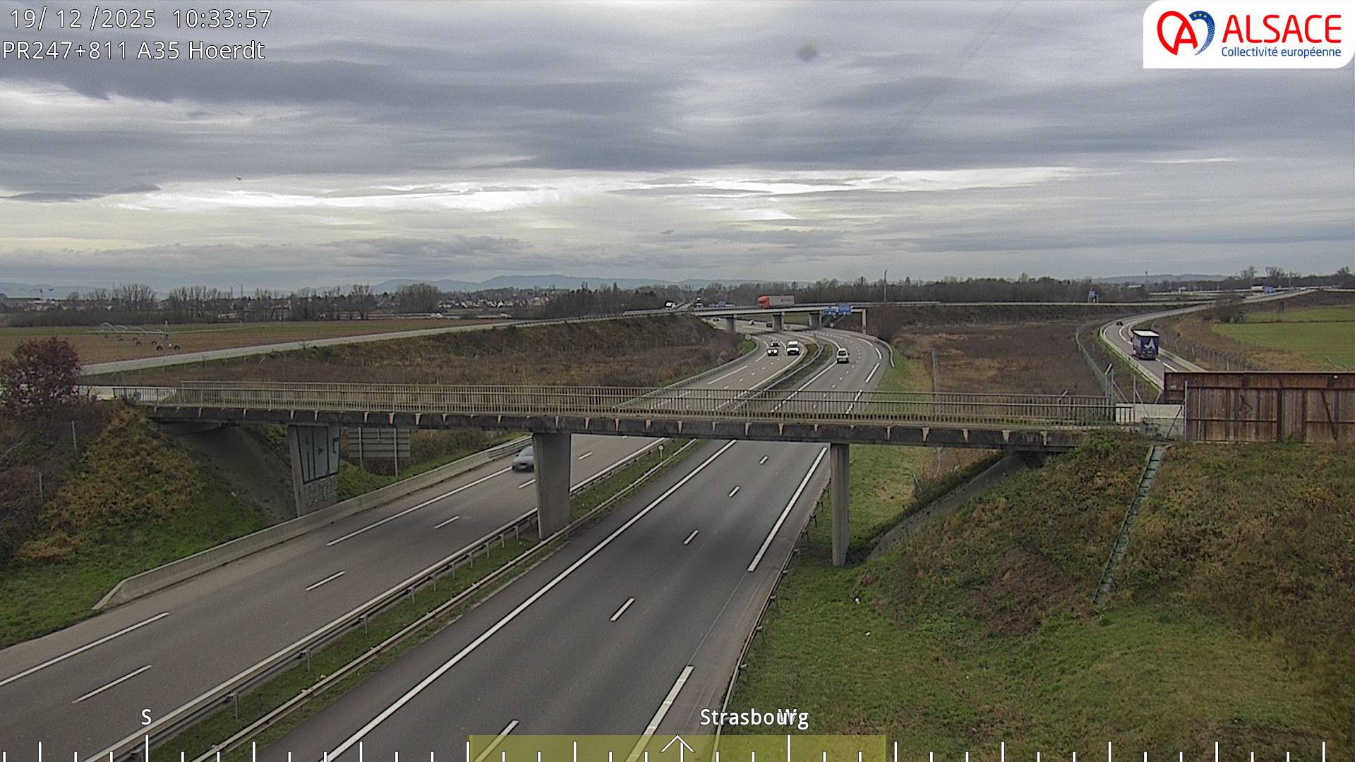 <h2>Caméra autoroute France - jonction A35/A4, Hoerdt direction Strasbourg</h2>