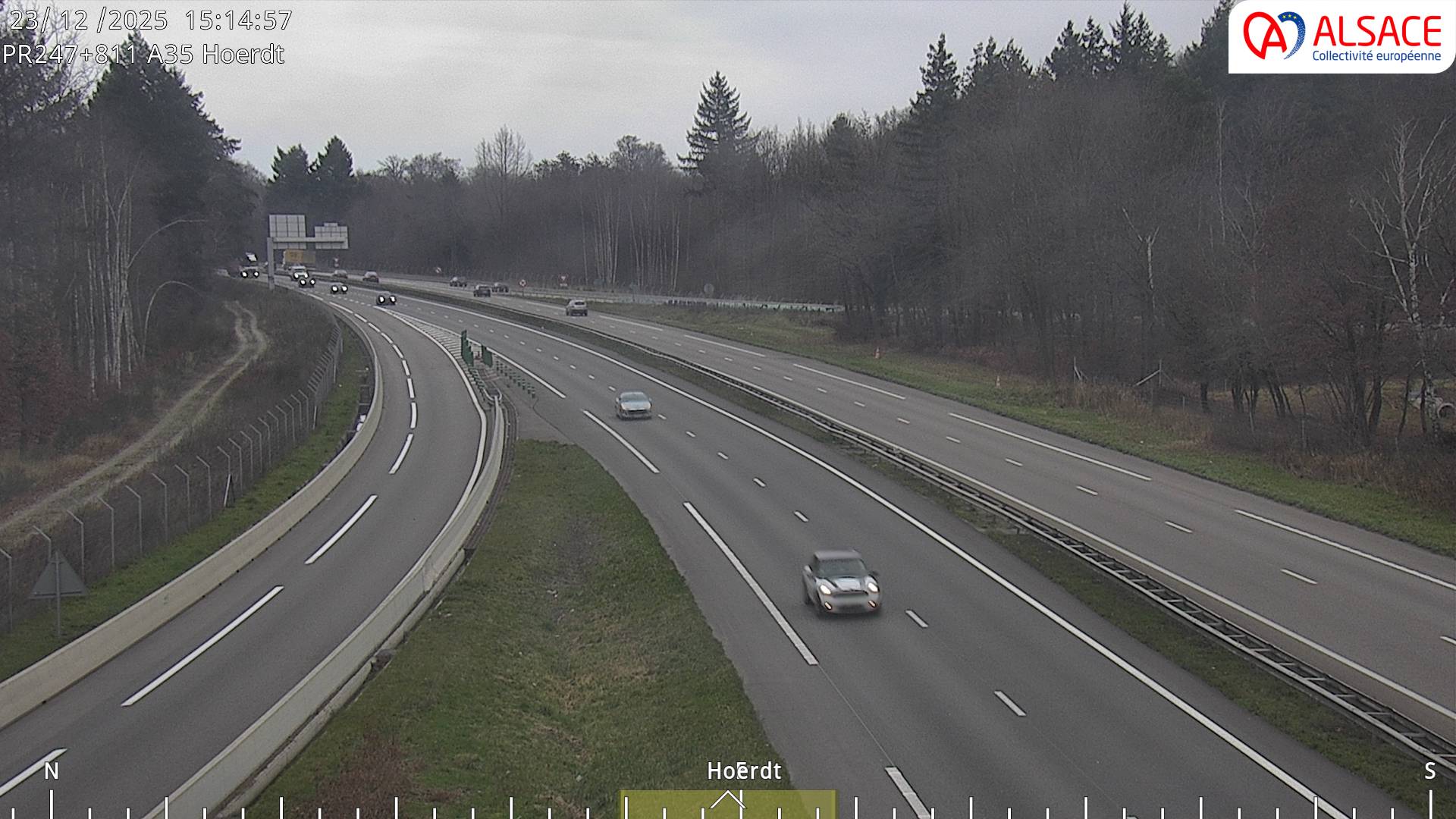 Caméra autoroute France - jonction A35/A4, Hoerdt direction Strasbourg