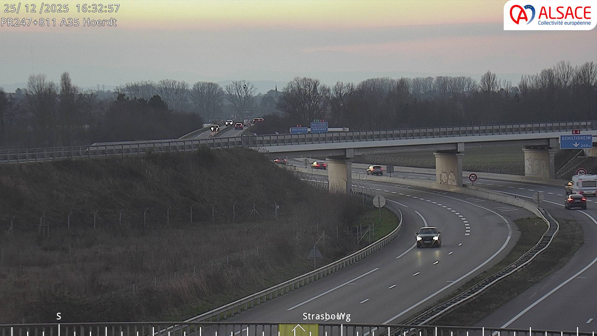 Caméra autoroute France - jonction A35/A4, Hoerdt direction Strasbourg