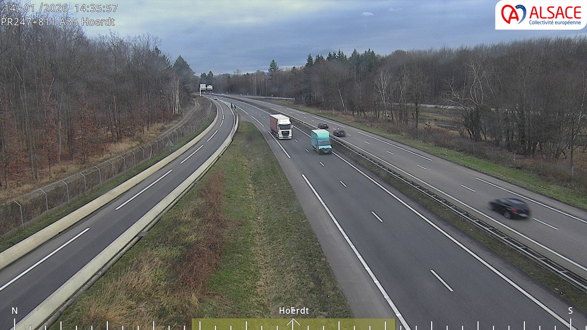 <h2>Caméra autoroute France - jonction A35/A4, Hoerdt direction Strasbourg</h2>