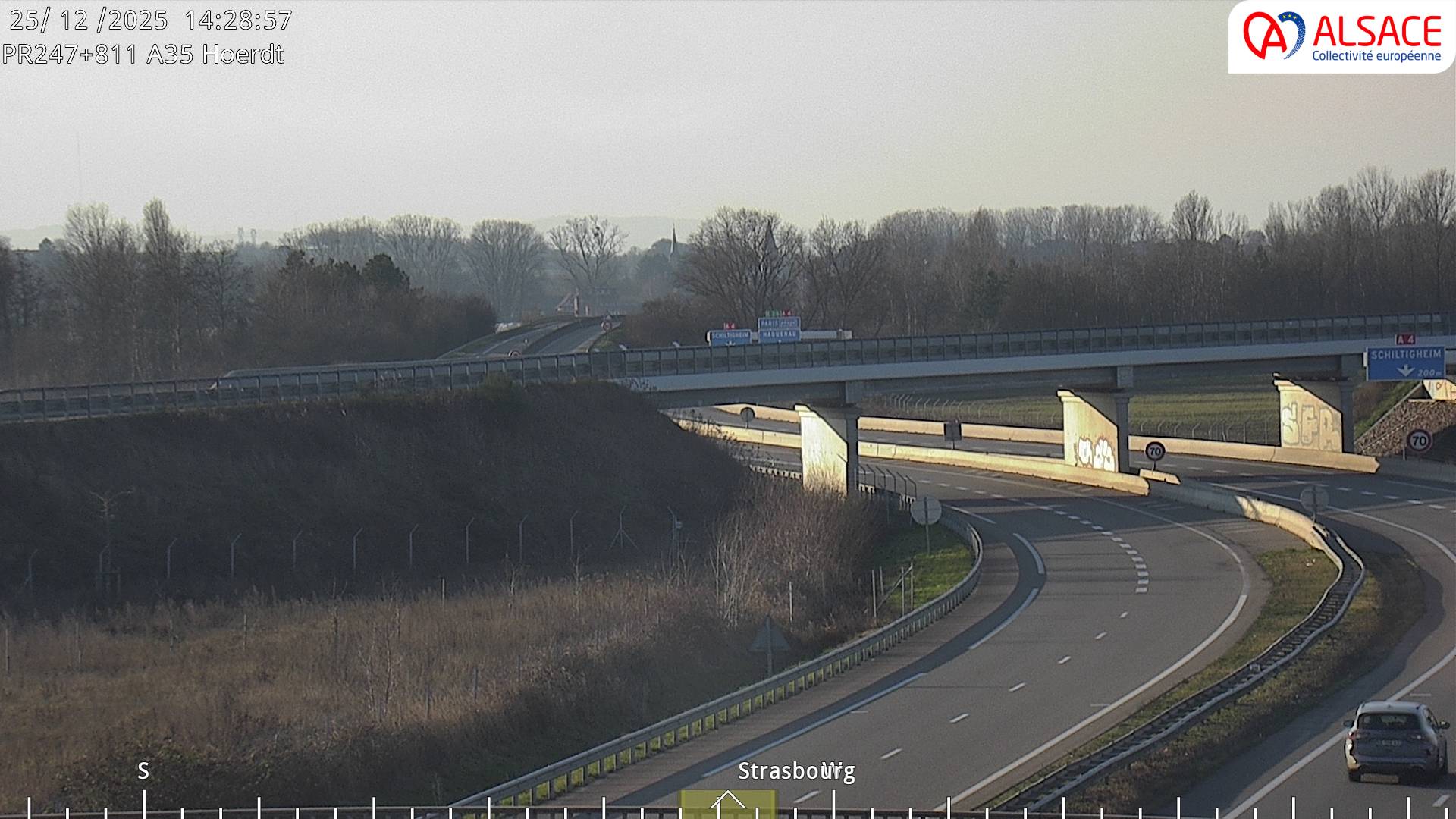 <h2>Caméra autoroute France - jonction A35/A4, Hoerdt direction Strasbourg</h2>