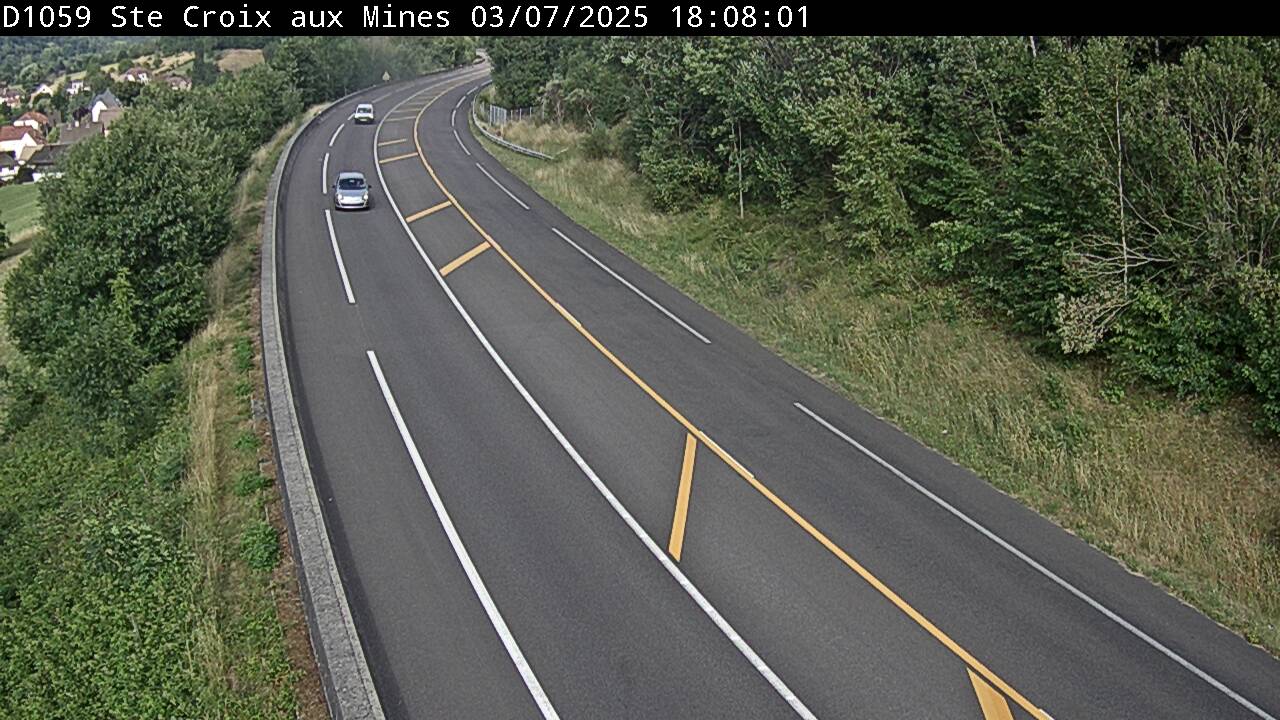 Webcam à Sainte-Croix-aux-Mines, à proximité de Saint-Marie-aux-Mines sur la D1059 (N59). Vue orientée vers l'est
