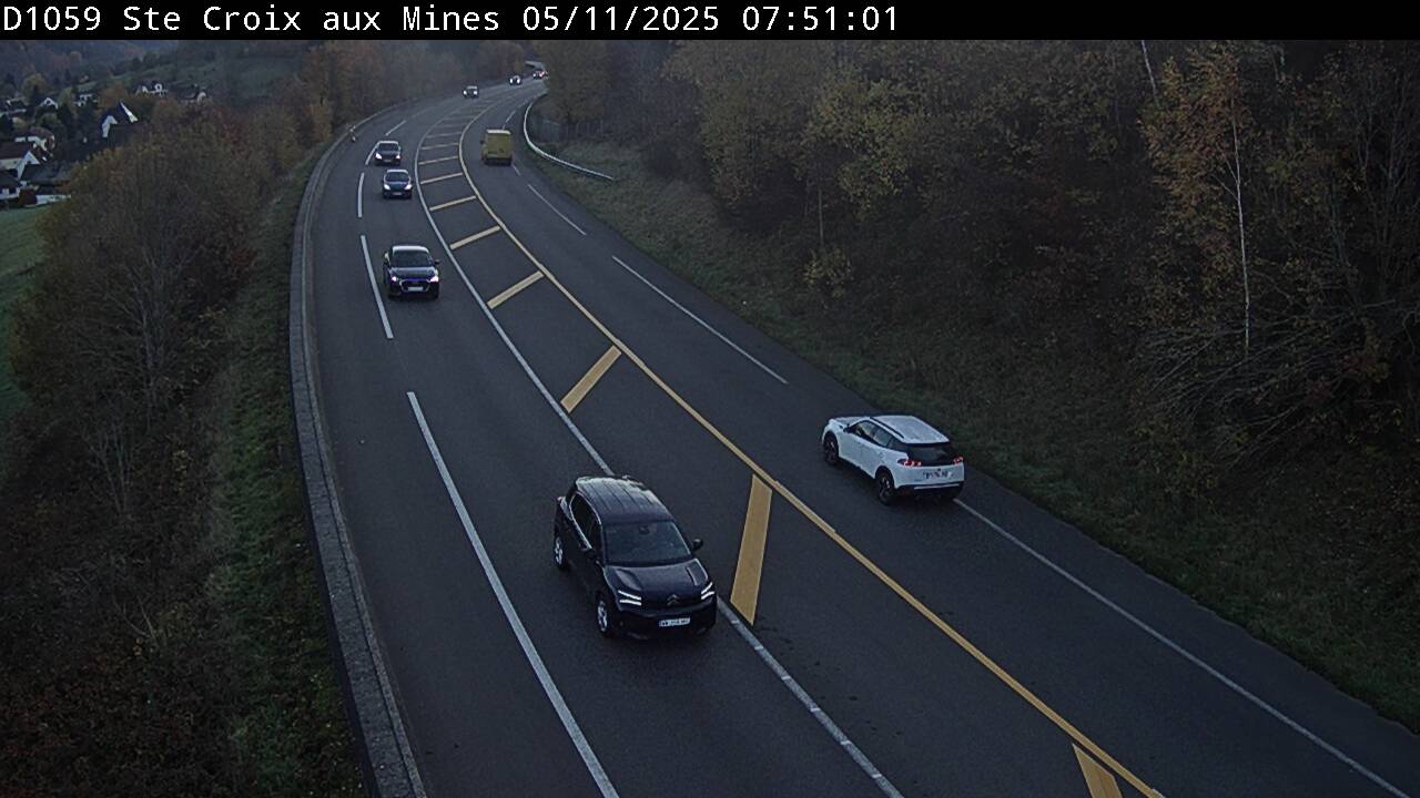 Webcam à Sainte-Croix-aux-Mines, à proximité de Saint-Marie-aux-Mines sur la D1059 (N59). Vue orientée vers l'est