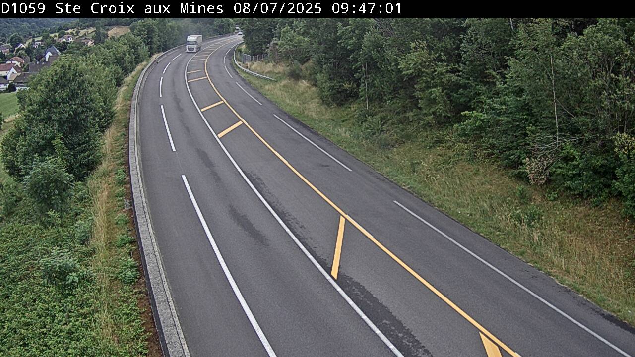 Webcam à Sainte-Croix-aux-Mines, à proximité de Saint-Marie-aux-Mines sur la D1059 (N59). Vue orientée vers l'est