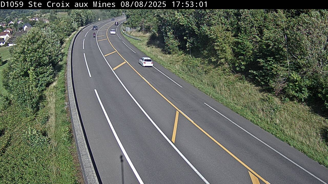 Webcam à Sainte-Croix-aux-Mines, à proximité de Saint-Marie-aux-Mines sur la D1059 (N59). Vue orientée vers l'est