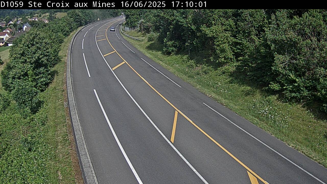 Webcam à Sainte-Croix-aux-Mines, à proximité de Saint-Marie-aux-Mines sur la D1059 (N59). Vue orientée vers l'est