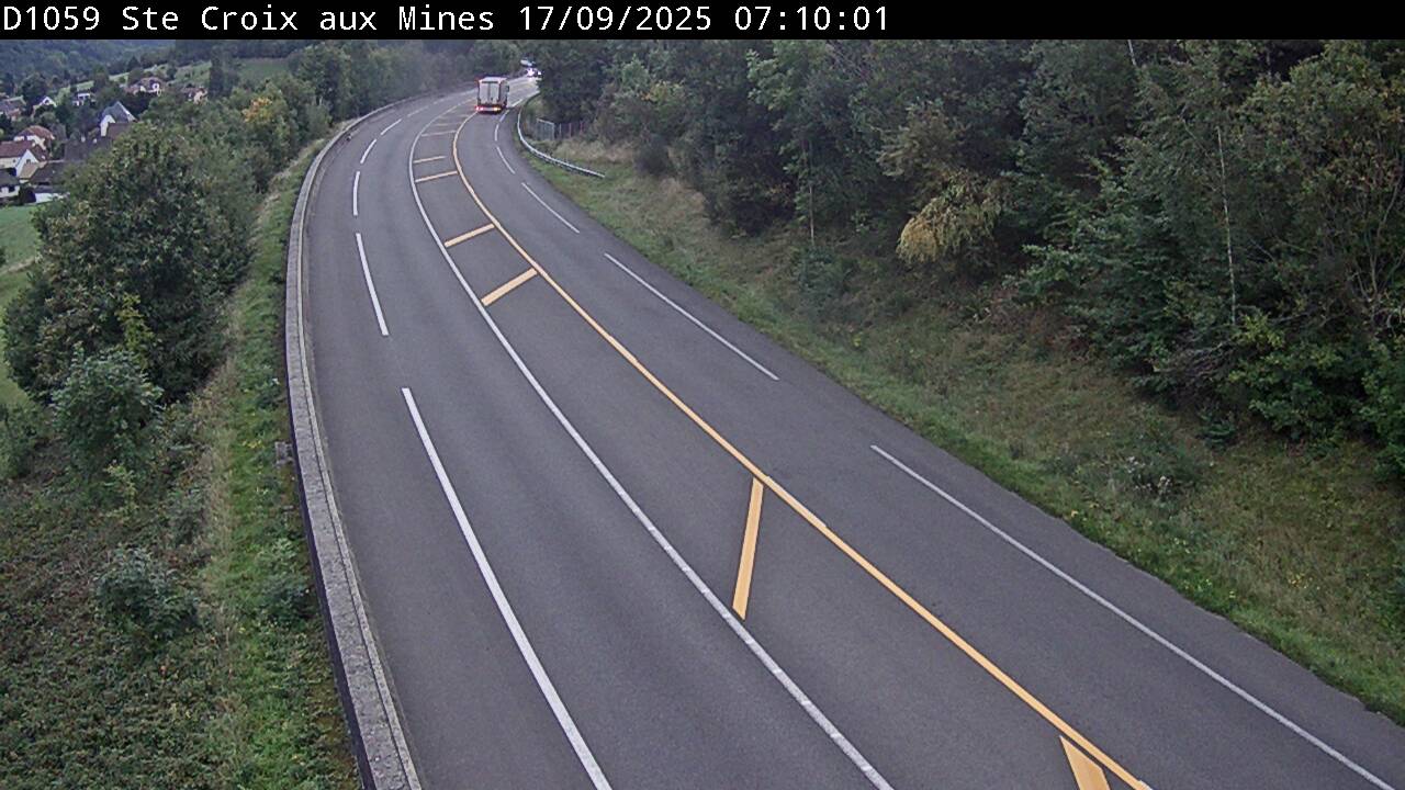 Webcam à Sainte-Croix-aux-Mines, à proximité de Saint-Marie-aux-Mines sur la D1059 (N59). Vue orientée vers l'est