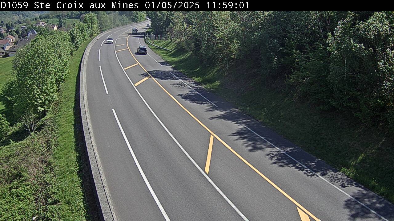 Webcam à Sainte-Croix-aux-Mines, à proximité de Saint-Marie-aux-Mines sur la D1059 (N59). Vue orientée vers l'est