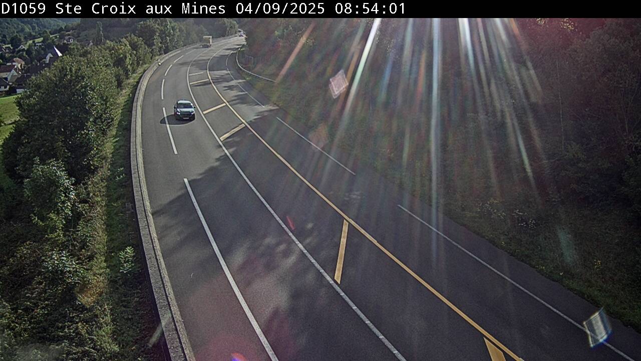 Webcam à Sainte-Croix-aux-Mines, à proximité de Saint-Marie-aux-Mines sur la D1059 (N59). Vue orientée vers l'est
