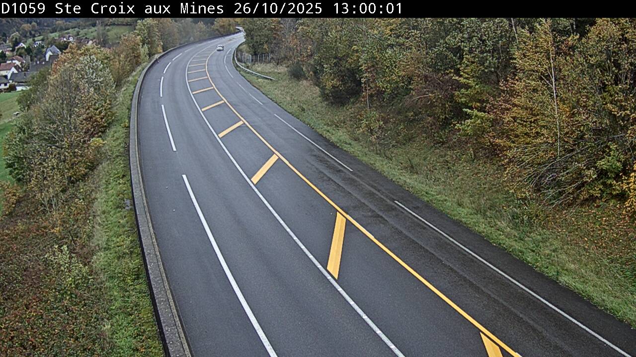 Webcam à Sainte-Croix-aux-Mines, à proximité de Saint-Marie-aux-Mines sur la D1059 (N59). Vue orientée vers l'est
