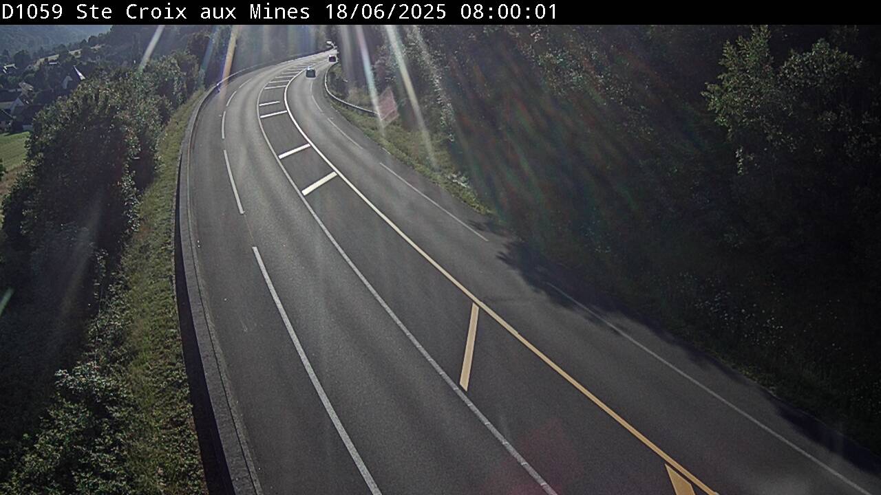 Webcam à Sainte-Croix-aux-Mines, à proximité de Saint-Marie-aux-Mines sur la D1059 (N59). Vue orientée vers l'est