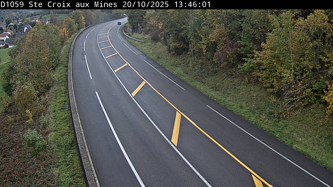 Webcam à Sainte-Croix-aux-Mines, à proximité de Saint-Marie-aux-Mines sur la D1059 (N59). Vue orientée vers l'est