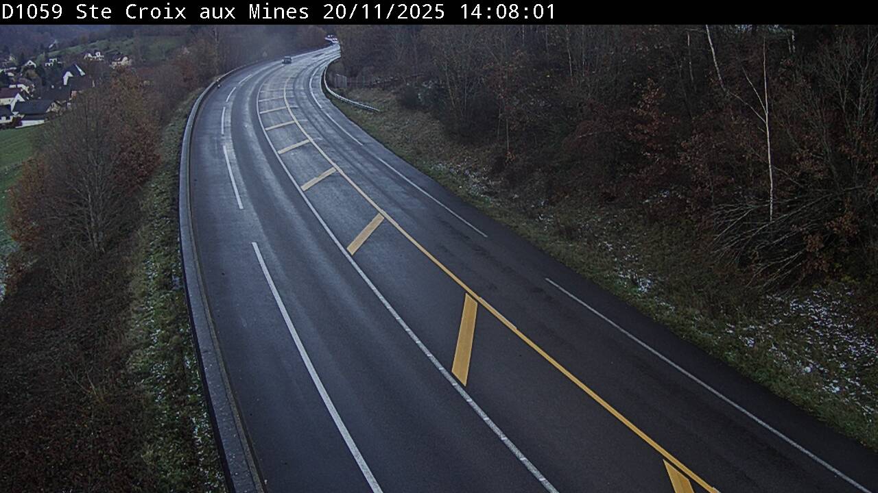Webcam à Sainte-Croix-aux-Mines, à proximité de Saint-Marie-aux-Mines sur la D1059 (N59). Vue orientée vers l'est
