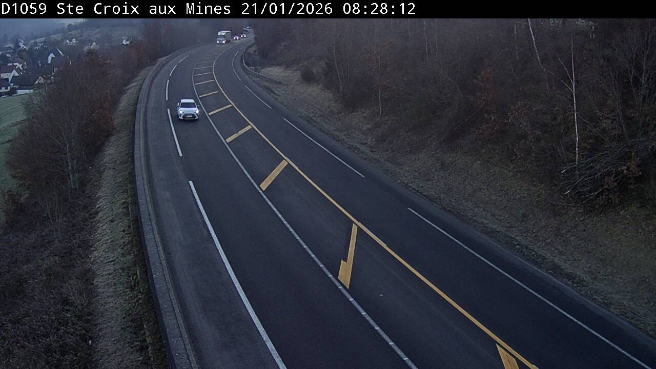 Webcam à Sainte-Croix-aux-Mines, à proximité de Saint-Marie-aux-Mines sur la D1059 (N59). Vue orientée vers l'est