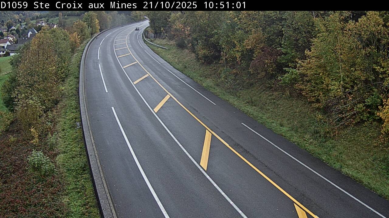 Webcam à Sainte-Croix-aux-Mines, à proximité de Saint-Marie-aux-Mines sur la D1059 (N59). Vue orientée vers l'est