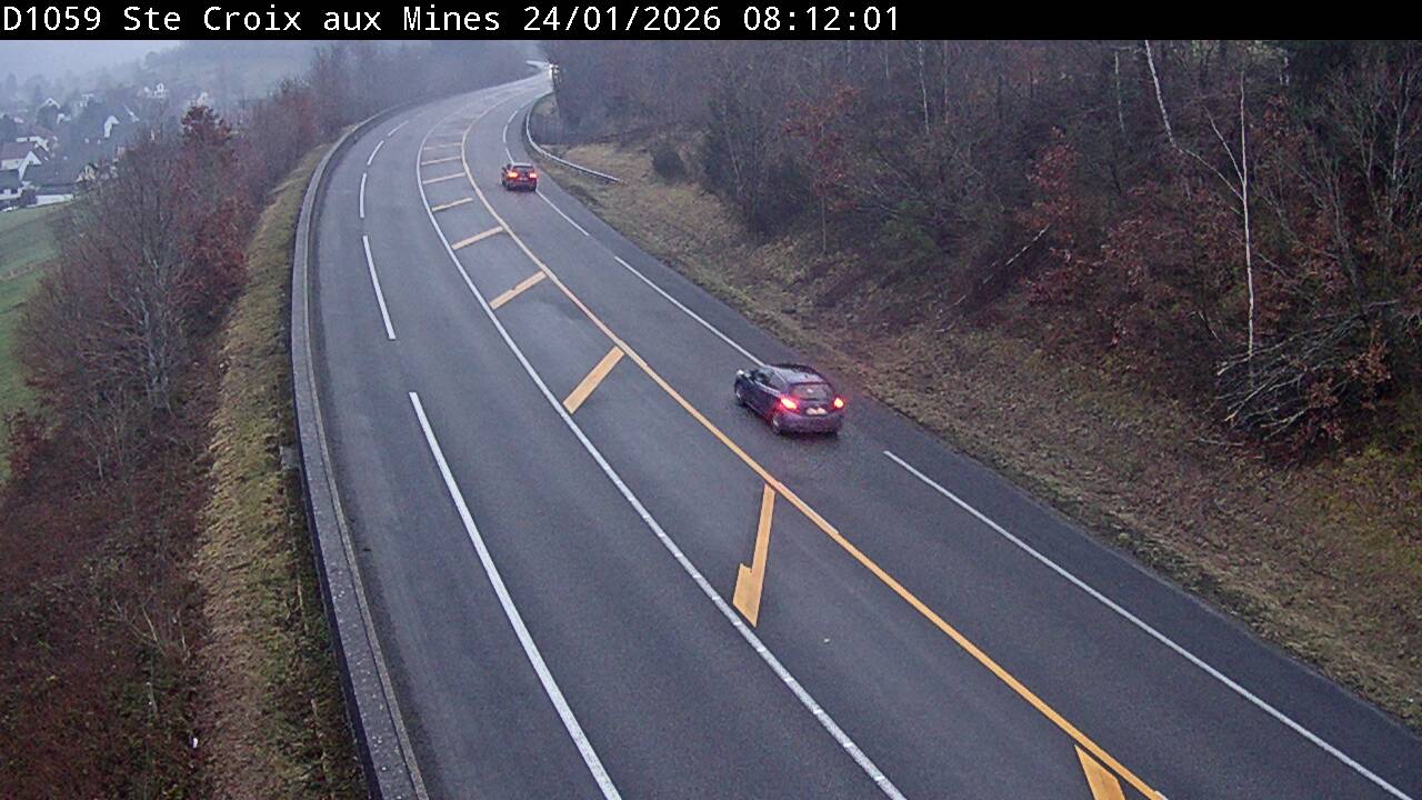 <h2>Webcam à Sainte-Croix-aux-Mines, à proximité de Saint-Marie-aux-Mines sur la D1059 (N59). Vue orientée vers l'est</h2>