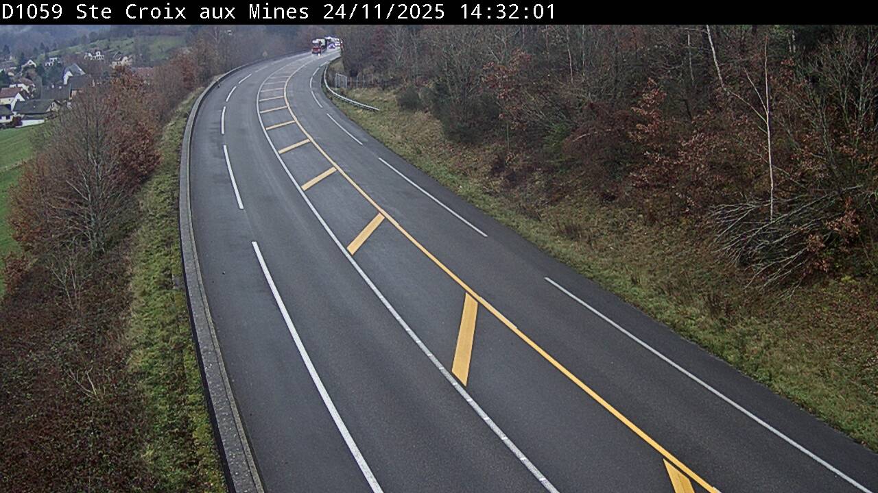 Webcam à Sainte-Croix-aux-Mines, à proximité de Saint-Marie-aux-Mines sur la D1059 (N59). Vue orientée vers l'est
