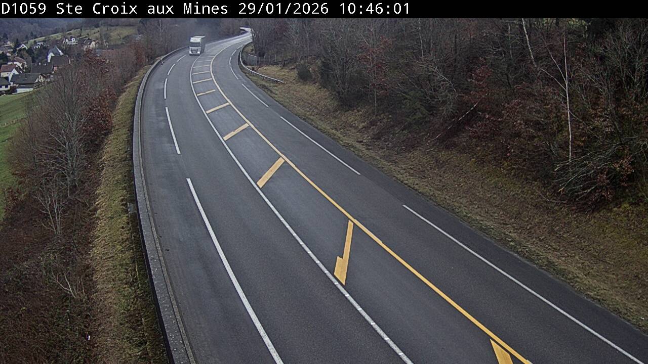 Webcam à Sainte-Croix-aux-Mines, à proximité de Saint-Marie-aux-Mines sur la D1059 (N59). Vue orientée vers l'est