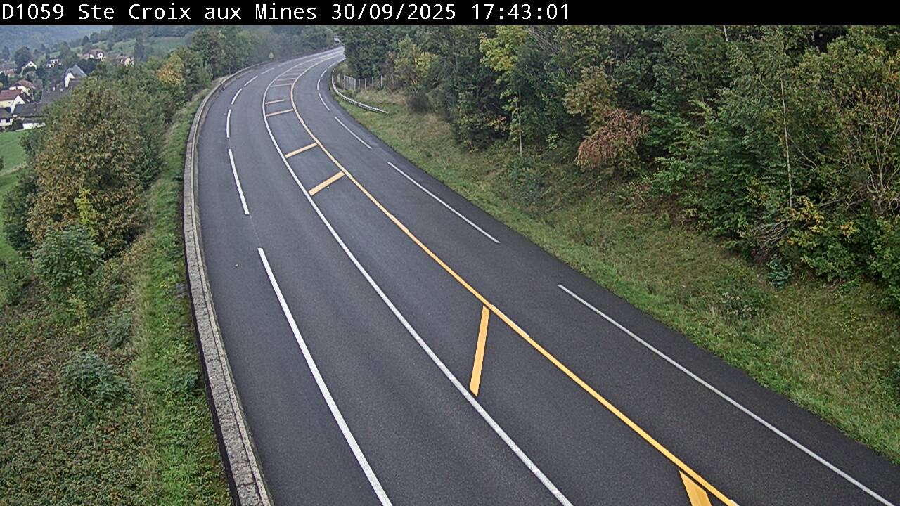 Webcam à Sainte-Croix-aux-Mines, à proximité de Saint-Marie-aux-Mines sur la D1059 (N59). Vue orientée vers l'est
