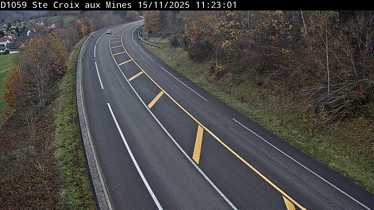 <h2>Webcam à Sainte-Croix-aux-Mines, à proximité de Saint-Marie-aux-Mines sur la D1059 (N59). Vue orientée vers l'est</h2>