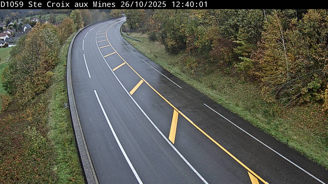 Webcam à Sainte-Croix-aux-Mines, à proximité de Saint-Marie-aux-Mines sur la D1059 (N59). Vue orientée vers l'est