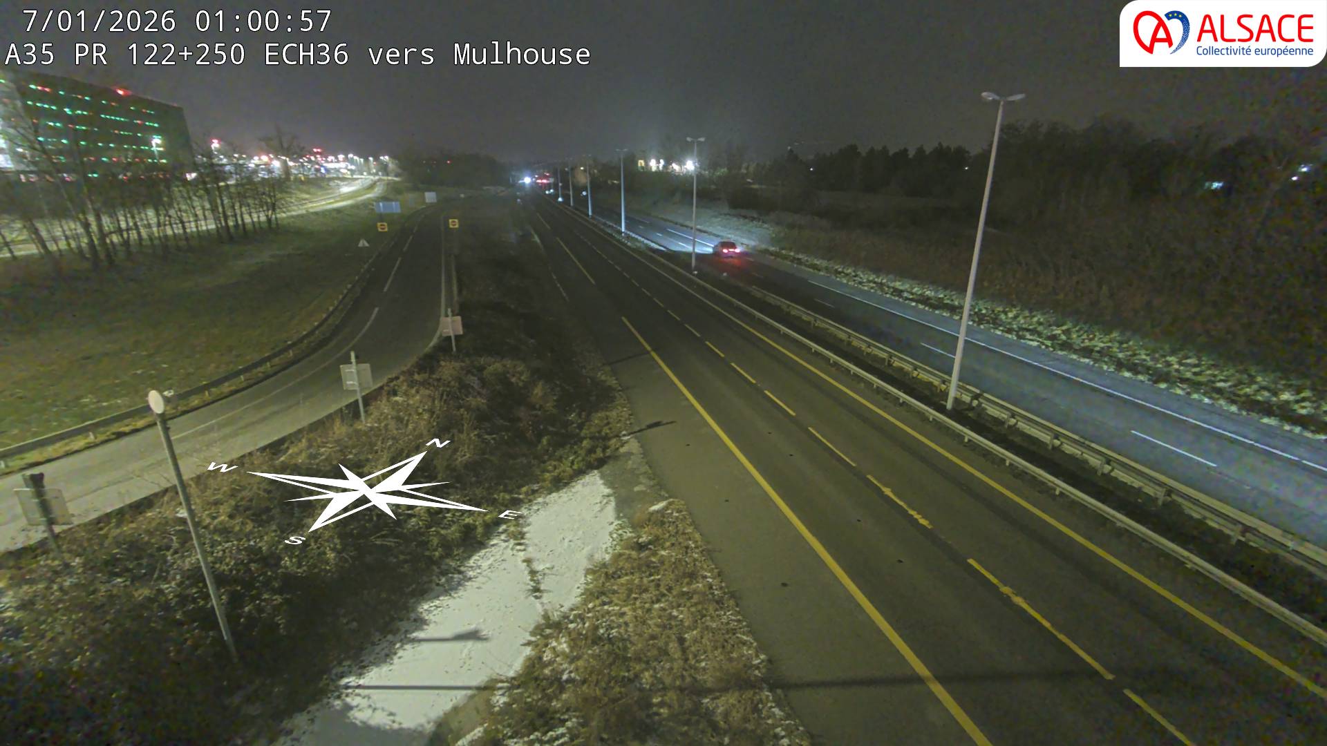 Caméra autoroute France - A35, Saint-Louis direction Suisse, à hauteur de l'EuroAirport Basel-Mulhouse-Freiburg