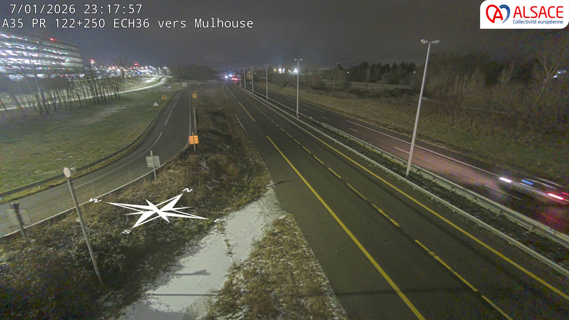 Caméra autoroute France - A35, Saint-Louis direction Suisse, à hauteur de l'EuroAirport Basel-Mulhouse-Freiburg