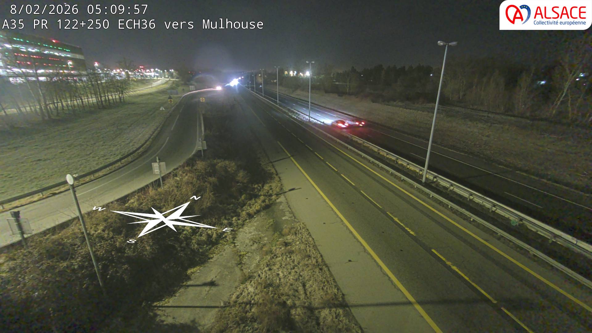 Caméra autoroute France - A35, Saint-Louis direction Suisse, à hauteur de l'EuroAirport Basel-Mulhouse-Freiburg