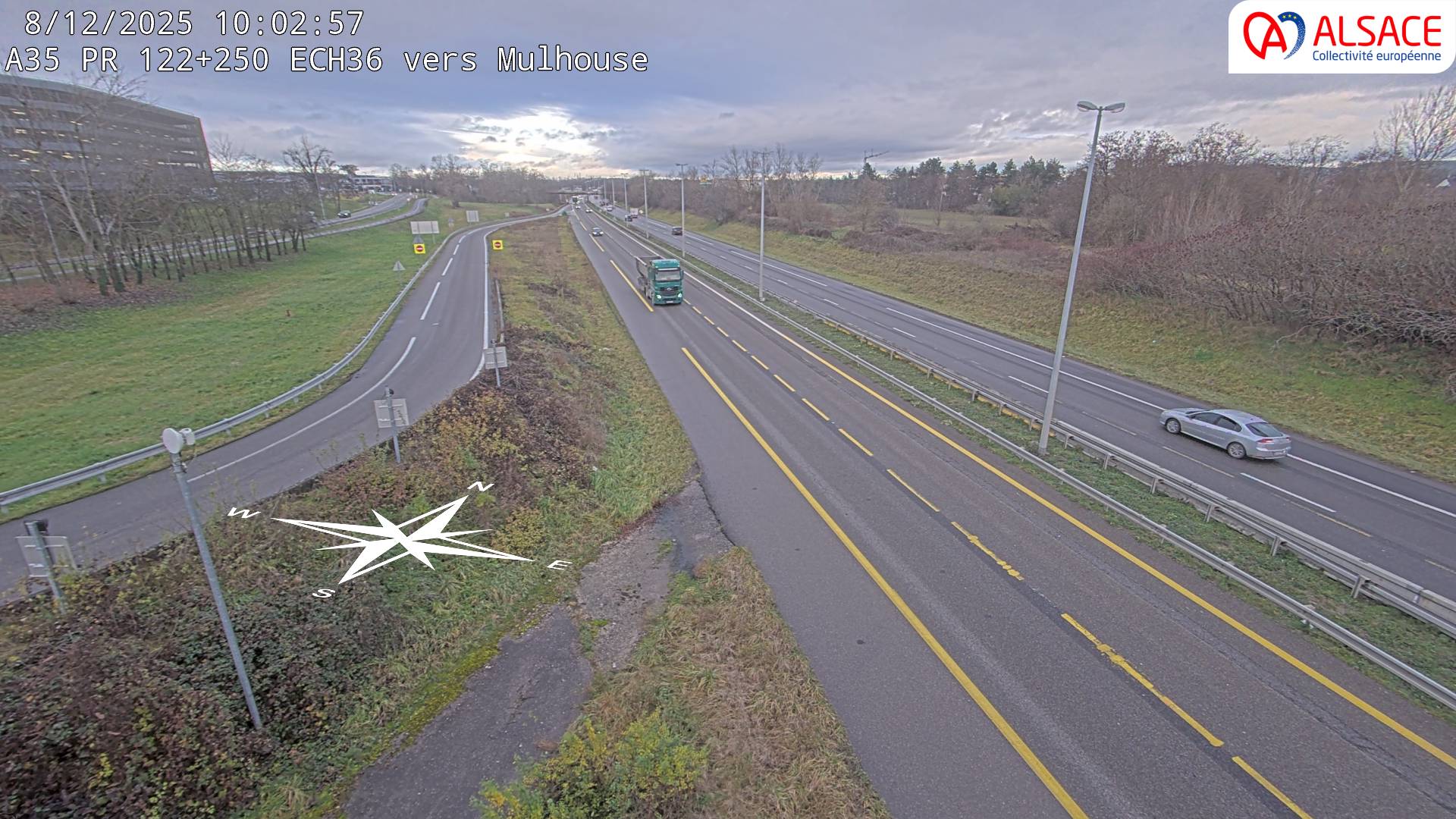 Caméra autoroute France - A35, Saint-Louis direction Suisse, à hauteur de l'EuroAirport Basel-Mulhouse-Freiburg
