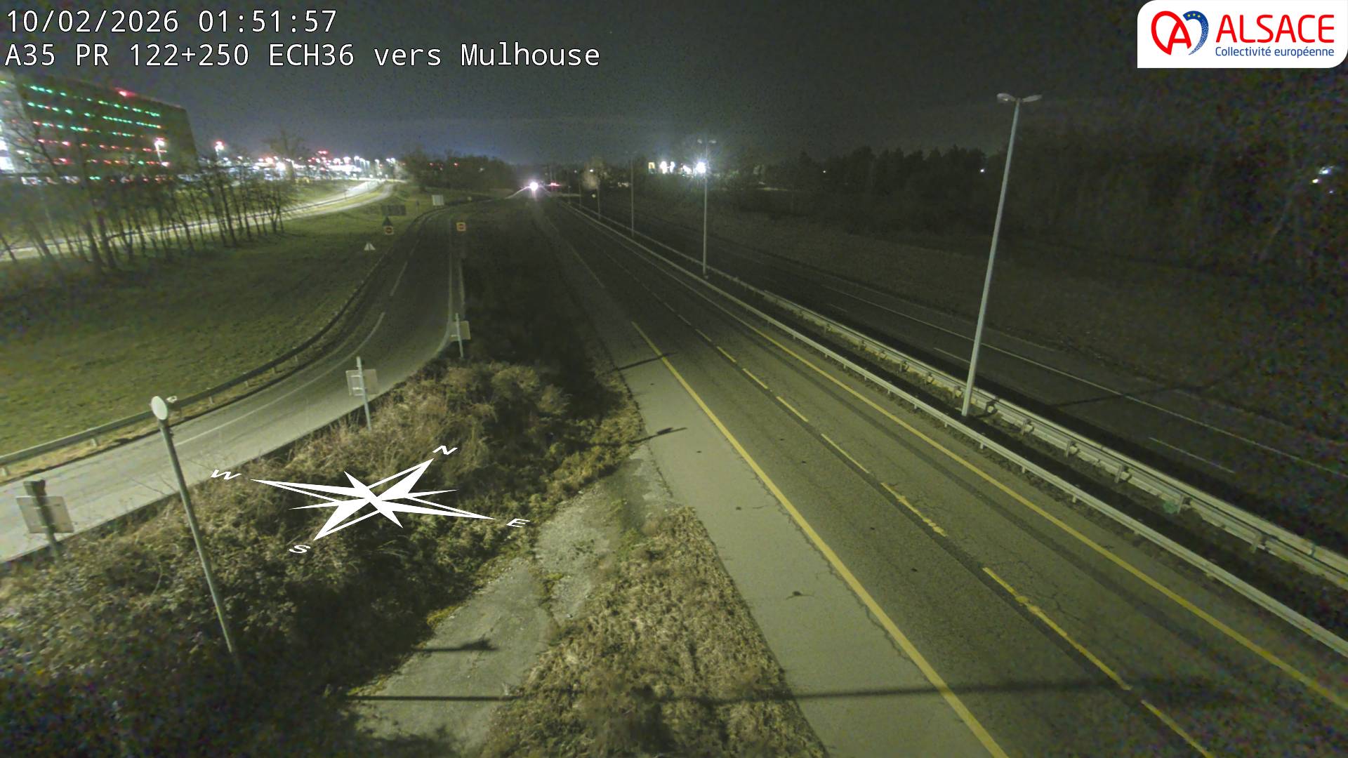 Caméra autoroute France - A35, Saint-Louis direction Suisse, à hauteur de l'EuroAirport Basel-Mulhouse-Freiburg