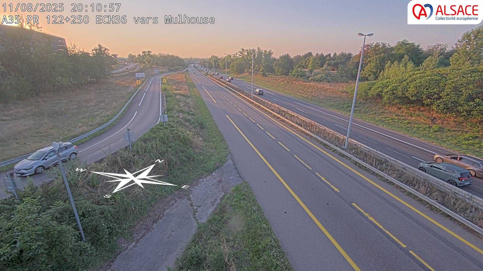 <h2>Caméra autoroute France - A35, Saint-Louis direction Suisse, à hauteur de l'EuroAirport Basel-Mulhouse-Freiburg</h2>