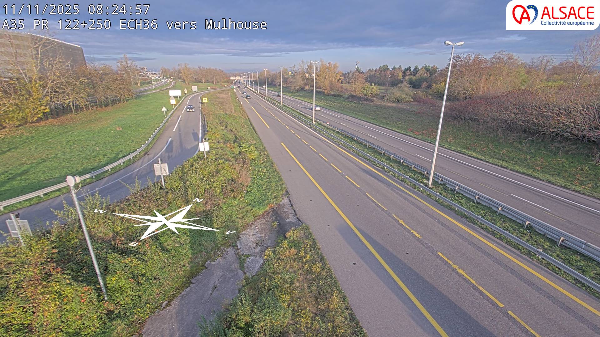 <h2>Caméra autoroute France - A35, Saint-Louis direction Suisse, à hauteur de l'EuroAirport Basel-Mulhouse-Freiburg</h2>