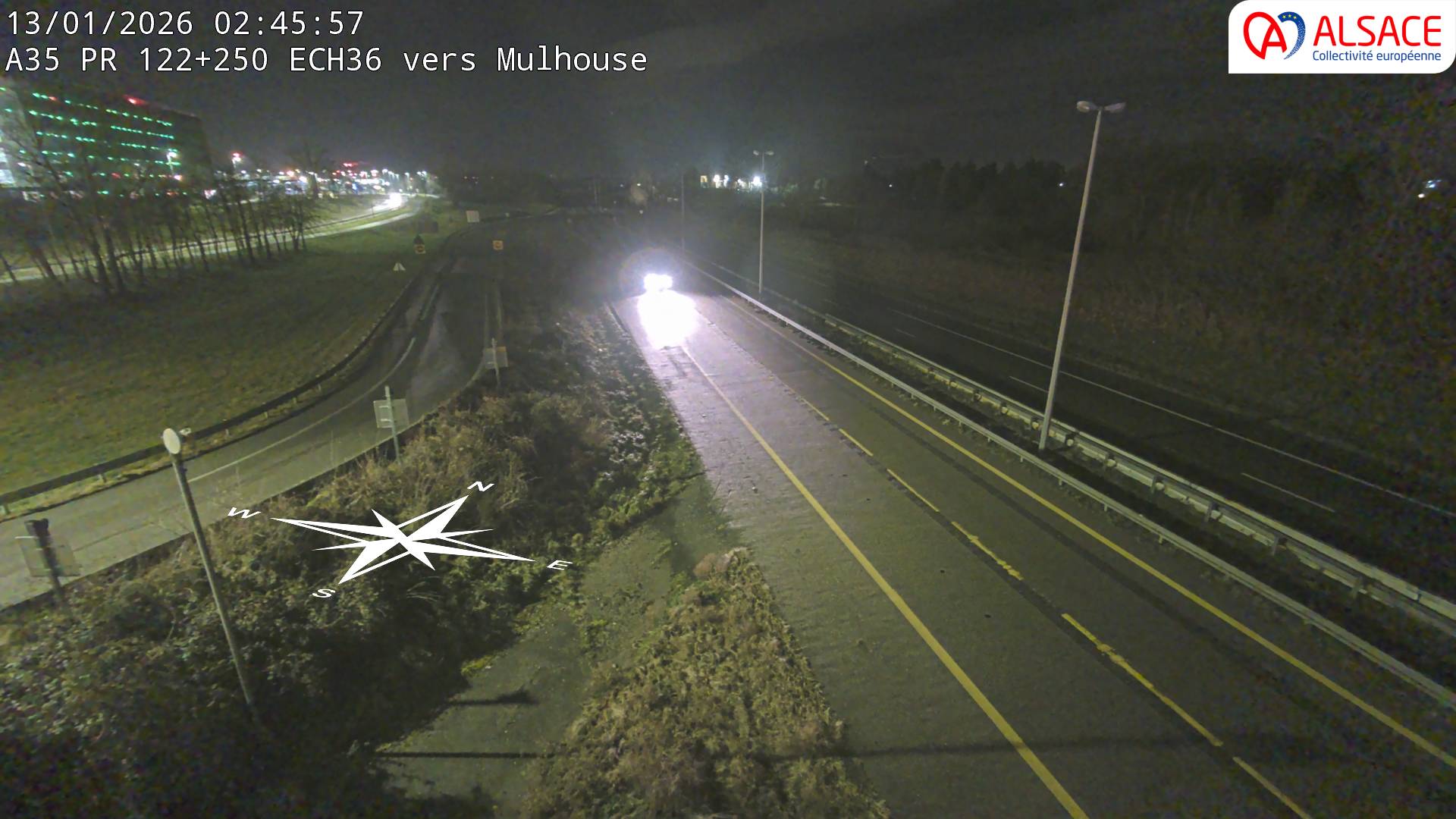 <h2>Caméra autoroute France - A35, Saint-Louis direction Suisse, à hauteur de l'EuroAirport Basel-Mulhouse-Freiburg</h2>