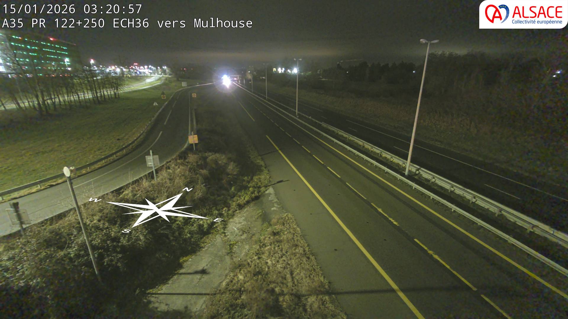 Caméra autoroute France - A35, Saint-Louis direction Suisse, à hauteur de l'EuroAirport Basel-Mulhouse-Freiburg