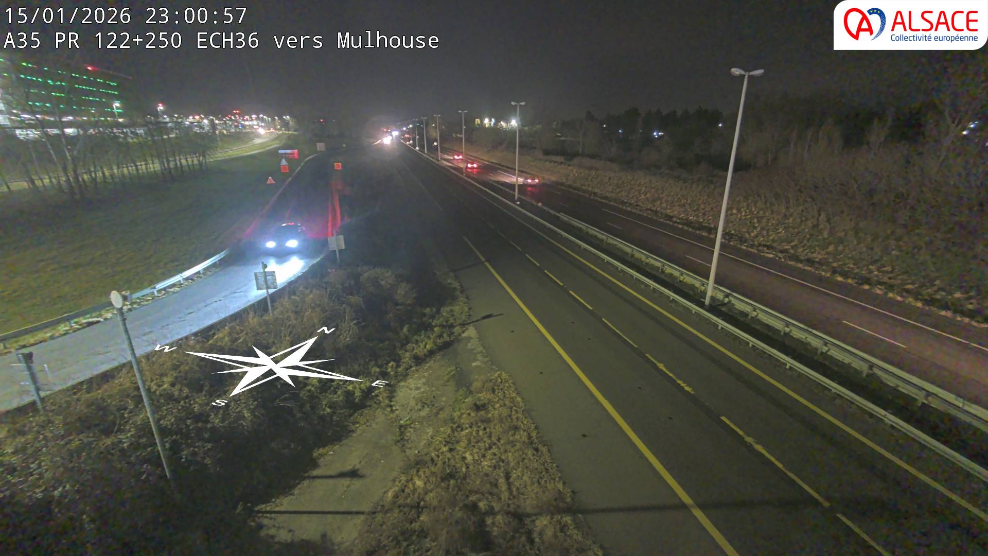 <h2>Caméra autoroute France - A35, Saint-Louis direction Suisse, à hauteur de l'EuroAirport Basel-Mulhouse-Freiburg</h2>