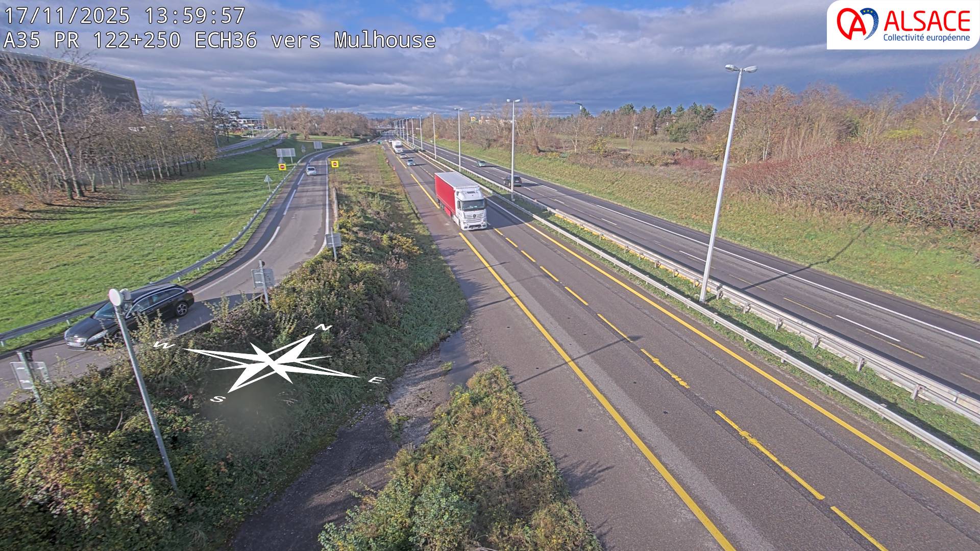 <h2>Caméra autoroute France - A35, Saint-Louis direction Suisse, à hauteur de l'EuroAirport Basel-Mulhouse-Freiburg</h2>