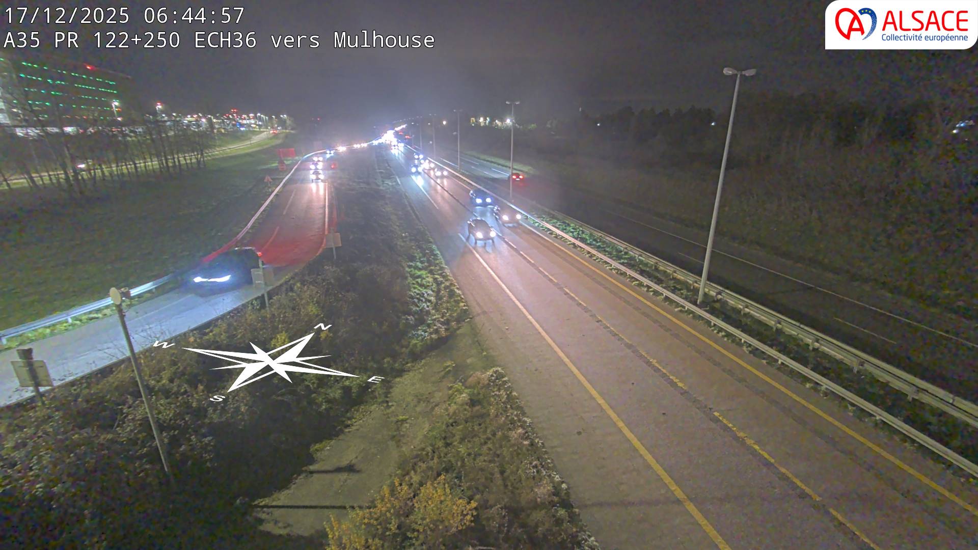 Caméra autoroute France - A35, Saint-Louis direction Suisse, à hauteur de l'EuroAirport Basel-Mulhouse-Freiburg