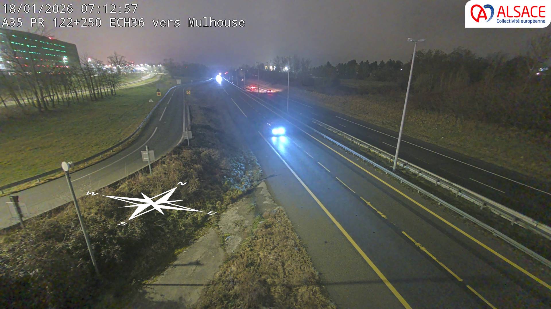 Caméra autoroute France - A35, Saint-Louis direction Suisse, à hauteur de l'EuroAirport Basel-Mulhouse-Freiburg
