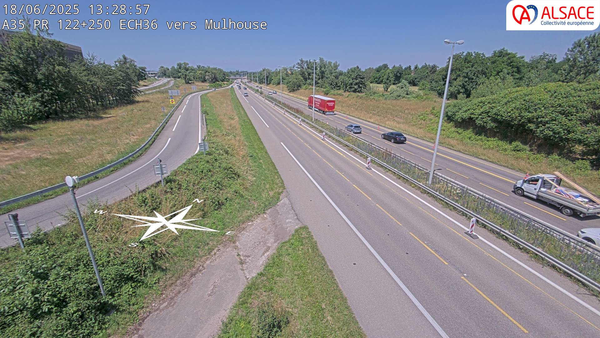 <h2>Caméra autoroute France - A35, Saint-Louis direction Suisse, à hauteur de l'EuroAirport Basel-Mulhouse-Freiburg</h2>