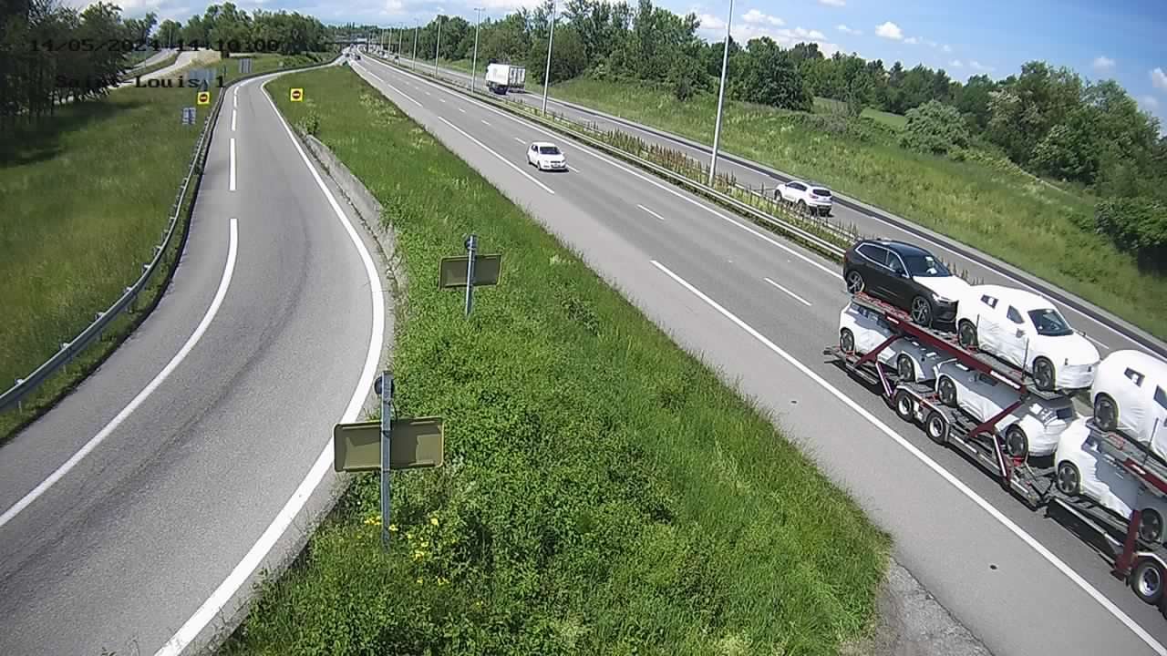 Caméra autoroute France - A35, Saint-Louis direction Suisse, à hauteur de l'EuroAirport Basel-Mulhouse-Freiburg