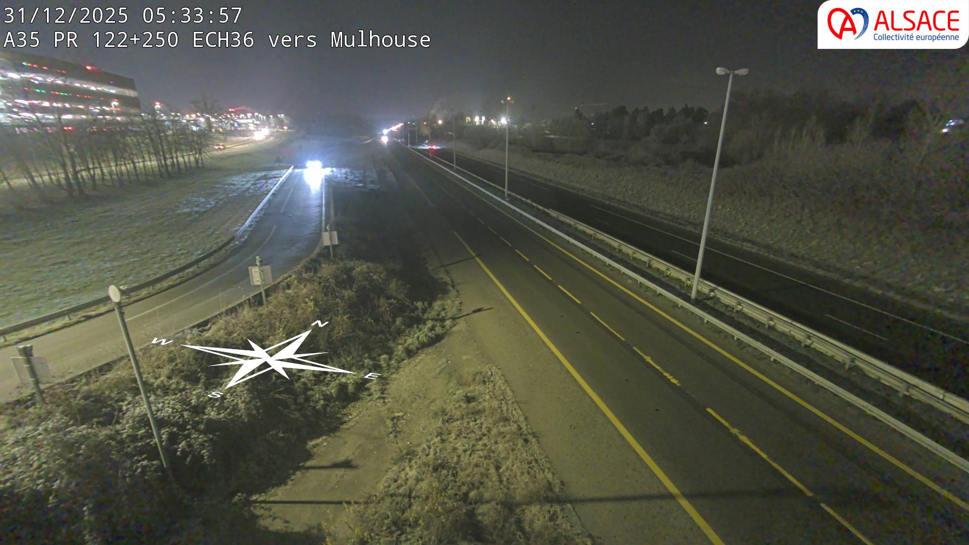 Caméra autoroute France - A35, Saint-Louis direction Suisse, à hauteur de l'EuroAirport Basel-Mulhouse-Freiburg
