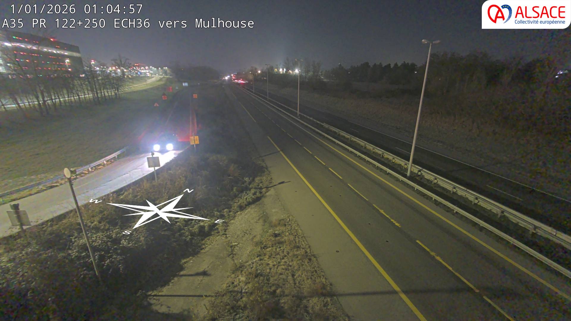Caméra autoroute France - A35, Saint-Louis direction Suisse, à hauteur de l'EuroAirport Basel-Mulhouse-Freiburg