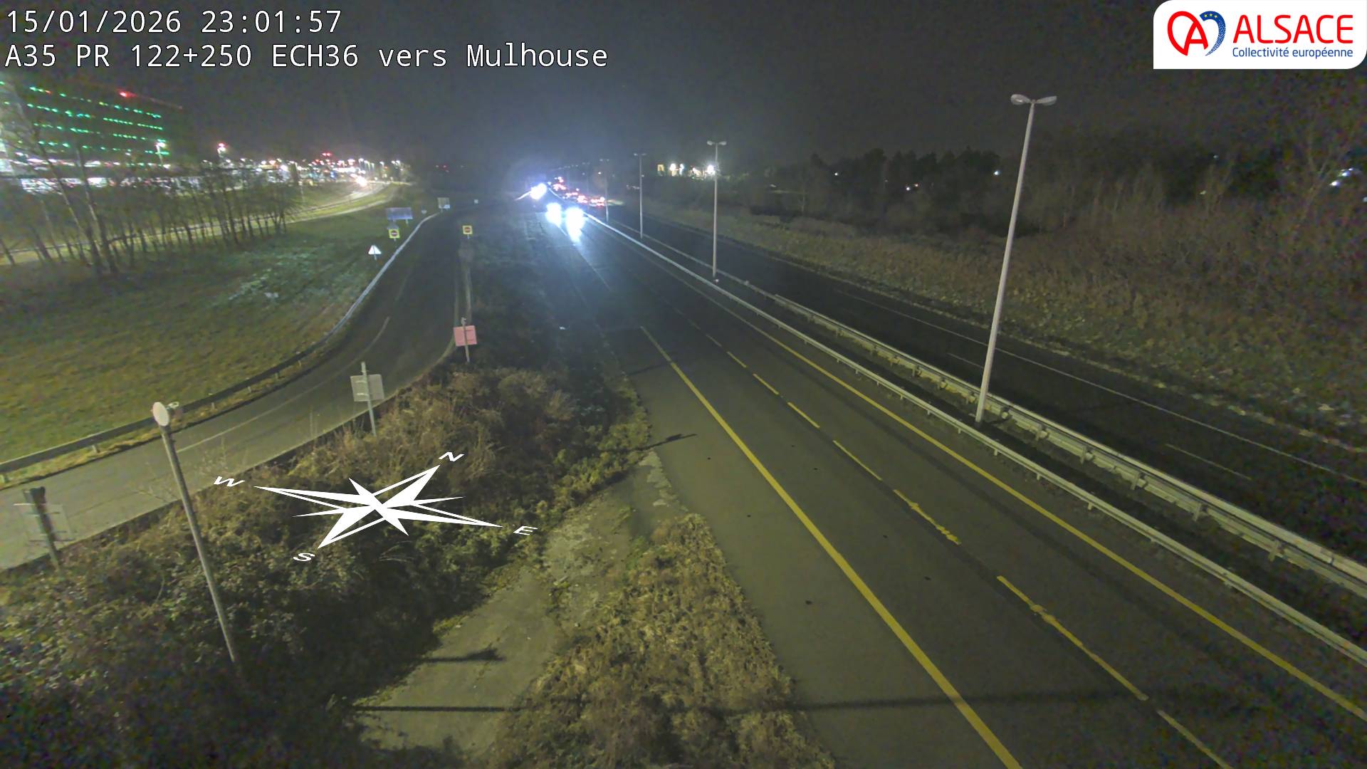 <h2>Caméra autoroute France - A35, Saint-Louis direction Suisse, à hauteur de l'EuroAirport Basel-Mulhouse-Freiburg</h2>