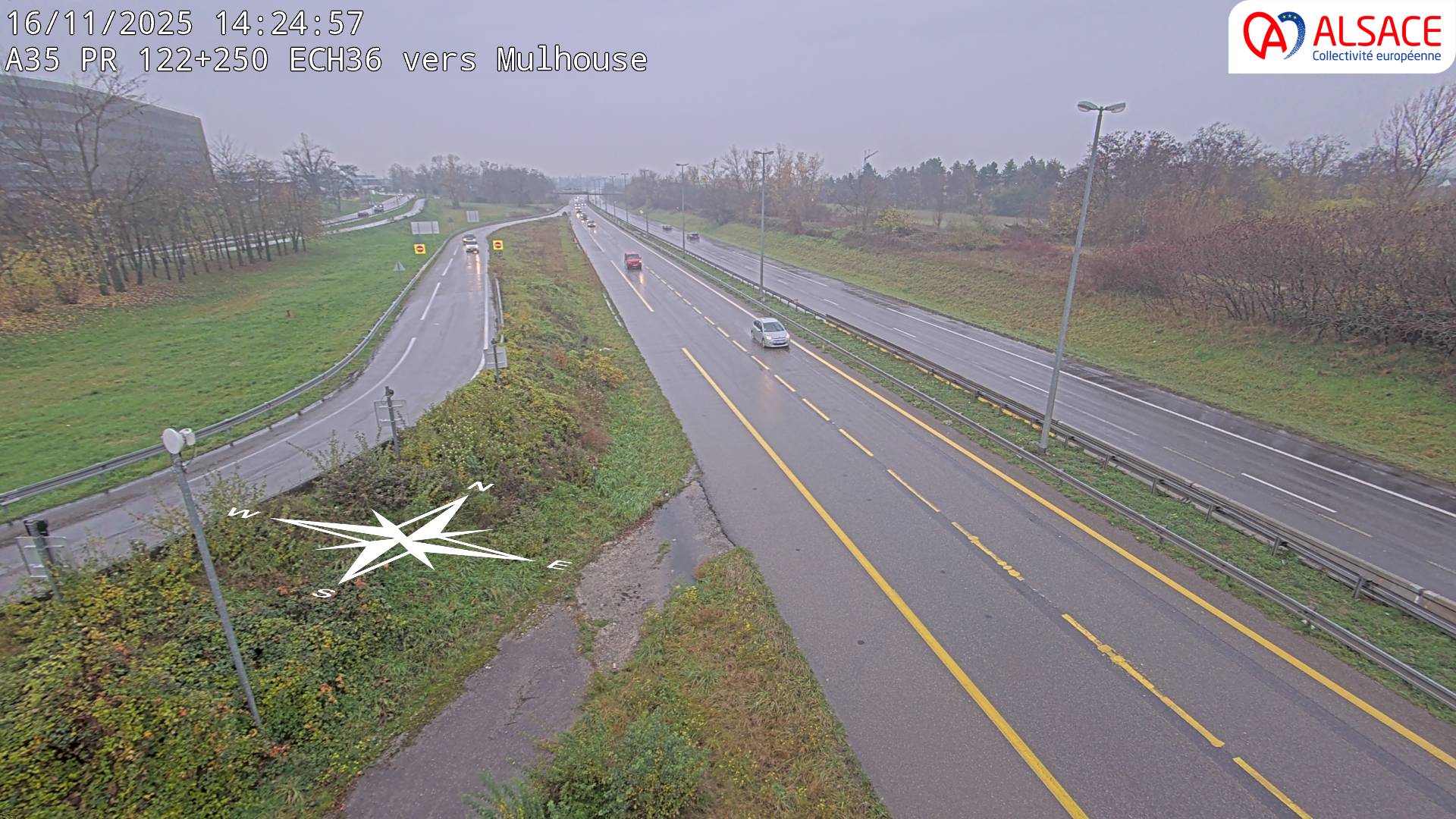 <h2>Caméra autoroute France - A35, Saint-Louis direction Suisse, à hauteur de l'EuroAirport Basel-Mulhouse-Freiburg</h2>