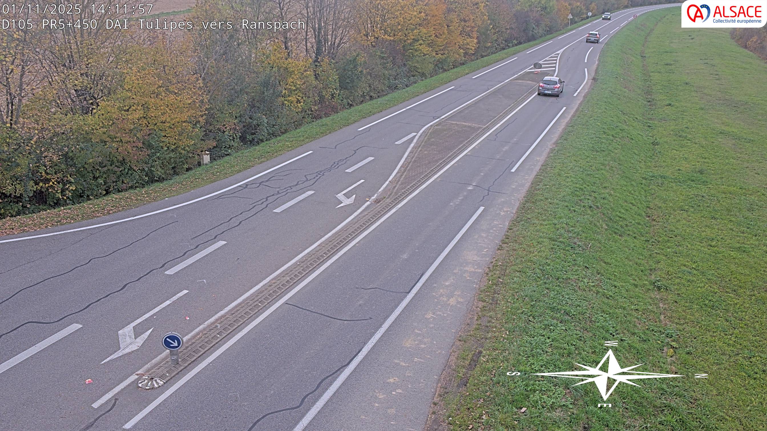 <h2>Caméra autoroute France - A35, Saint-Louis direction Mulhouse, à hauteur de la plate-forme</h2>