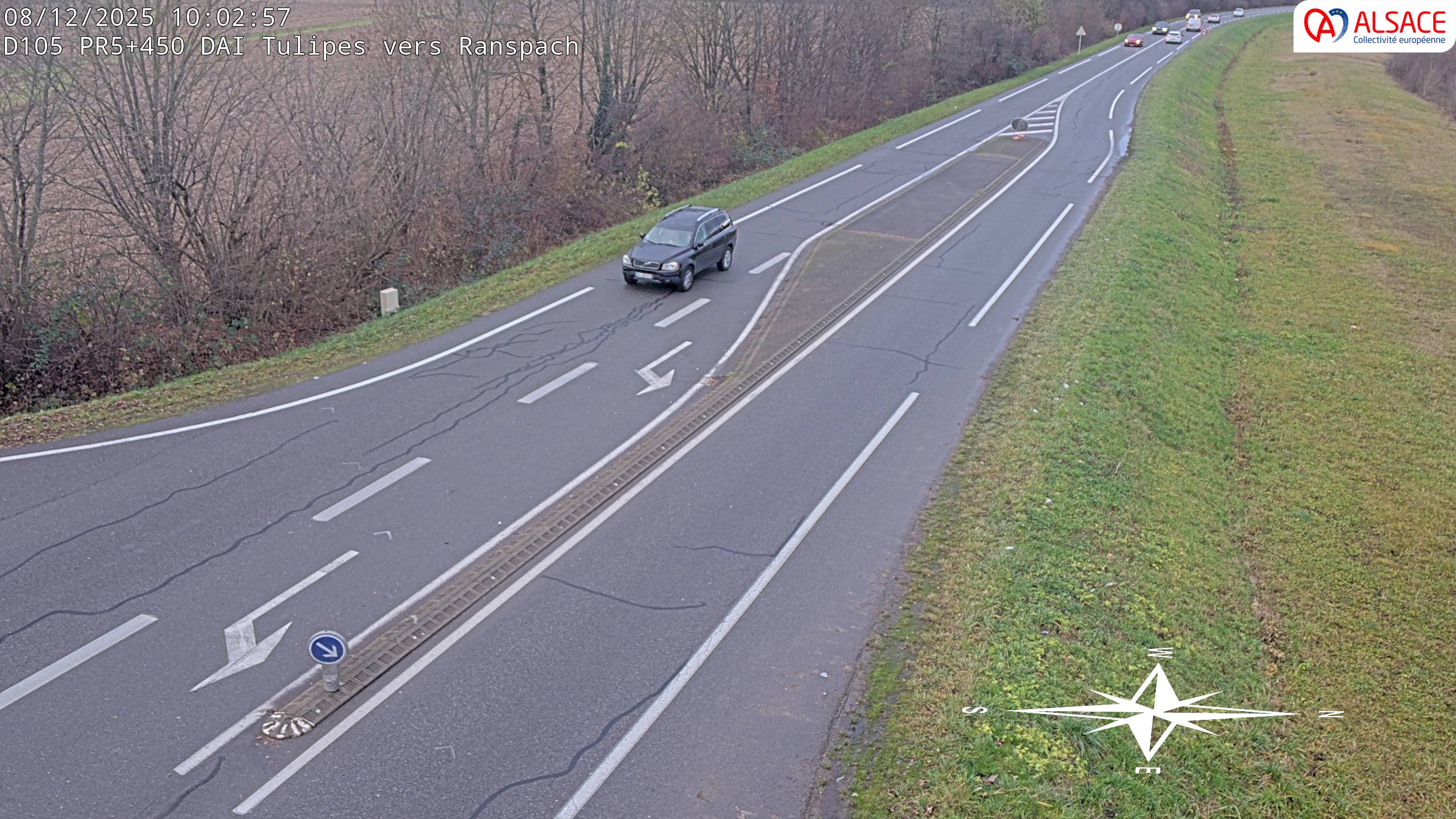 Caméra autoroute France - A35, Saint-Louis direction Mulhouse, à hauteur de la plate-forme