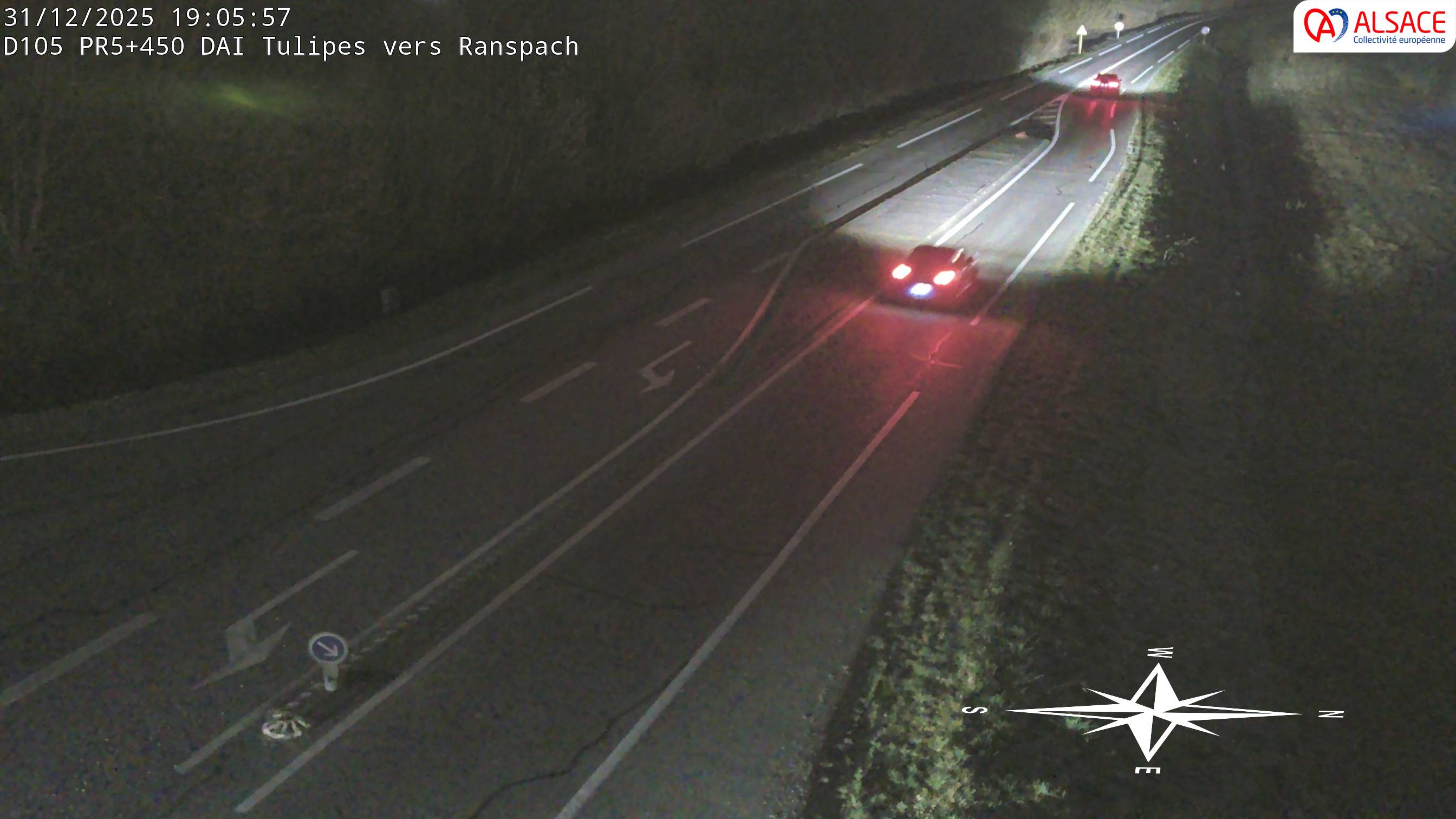 <h2>Caméra autoroute France - A35, Saint-Louis direction Mulhouse, à hauteur de la plate-forme</h2>