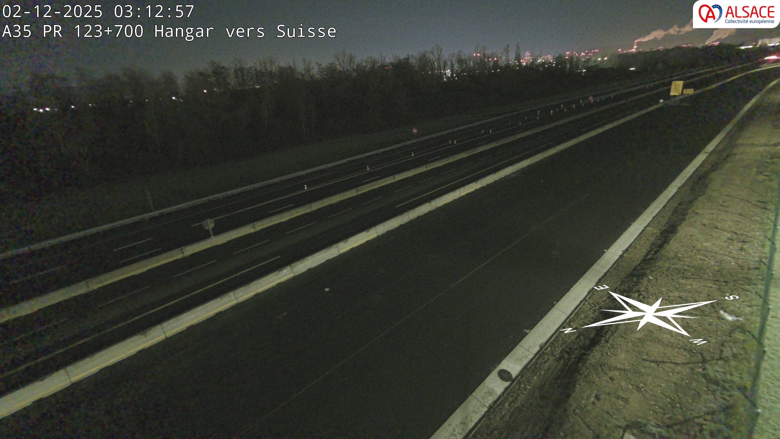 Caméra autoroute France - A35, Saint-Louis direction Mulhouse, à hauteur de la sortie 37